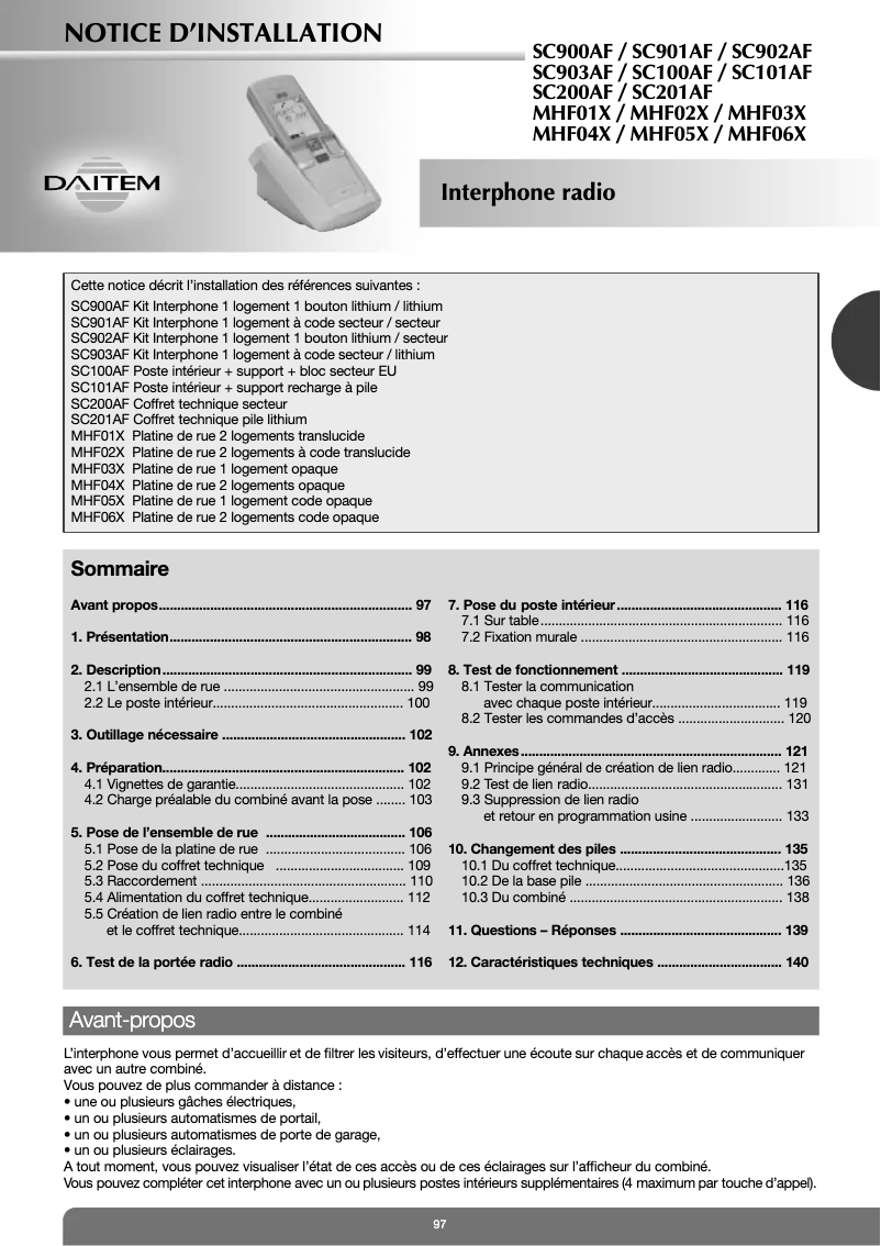 Image de la première page du manuel de l'appareil MHF03X