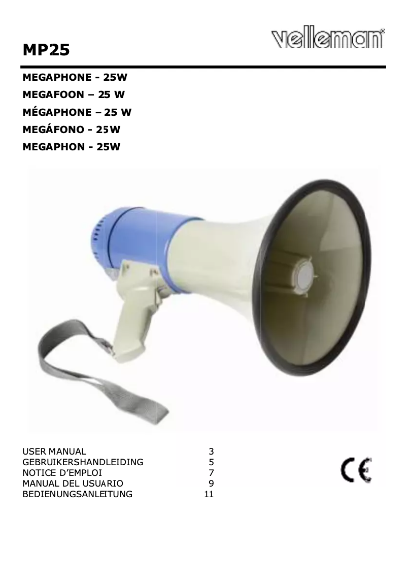 Page 1 de la notice Manuel utilisateur Velleman MP25