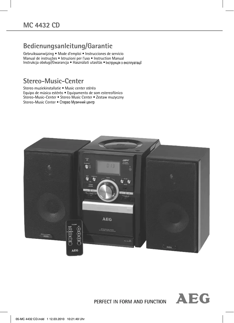 Page n°1 - Manuel utilisateur AEG MC 4432 CD