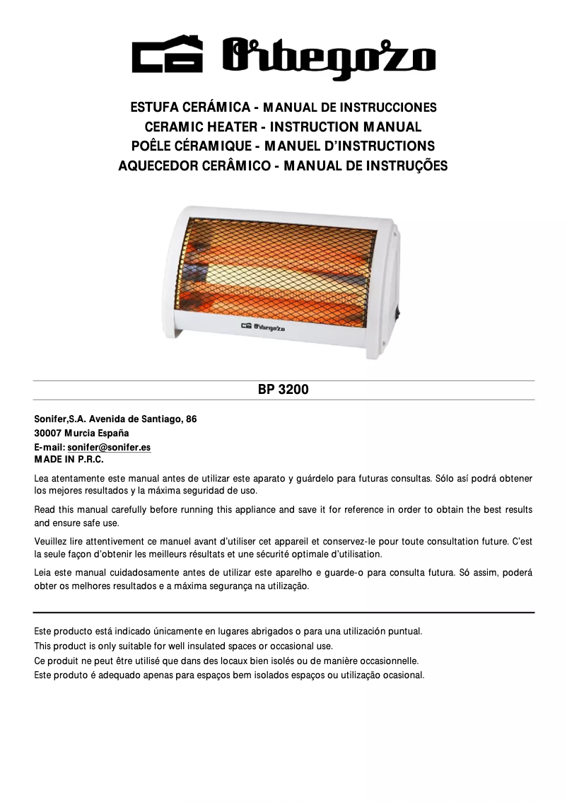 Image de la première page du manuel de l'appareil BP 3200