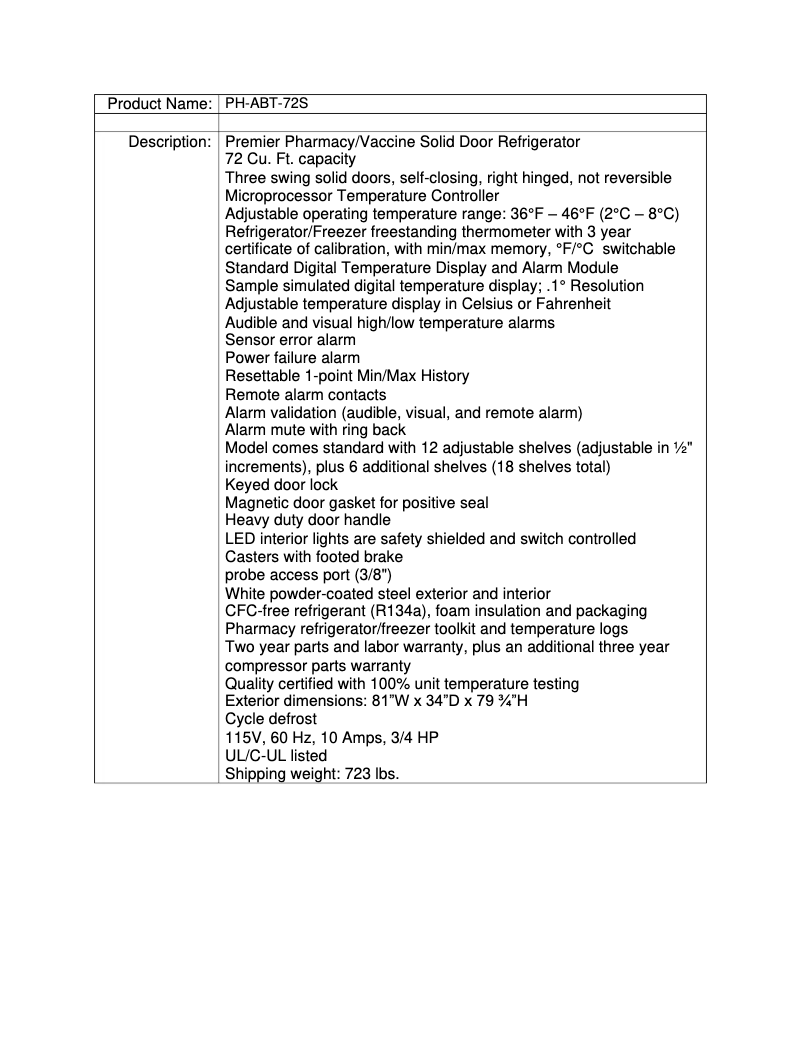 Page 1 de la notice Manuel utilisateur American BioTech Supply PH-ABT-72S