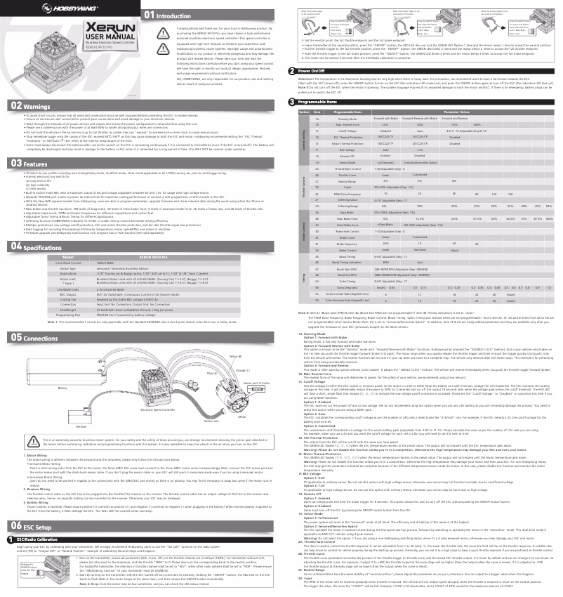 Page 1 de la notice Manuel utilisateur Hobbywing XERUN XR10 PRO