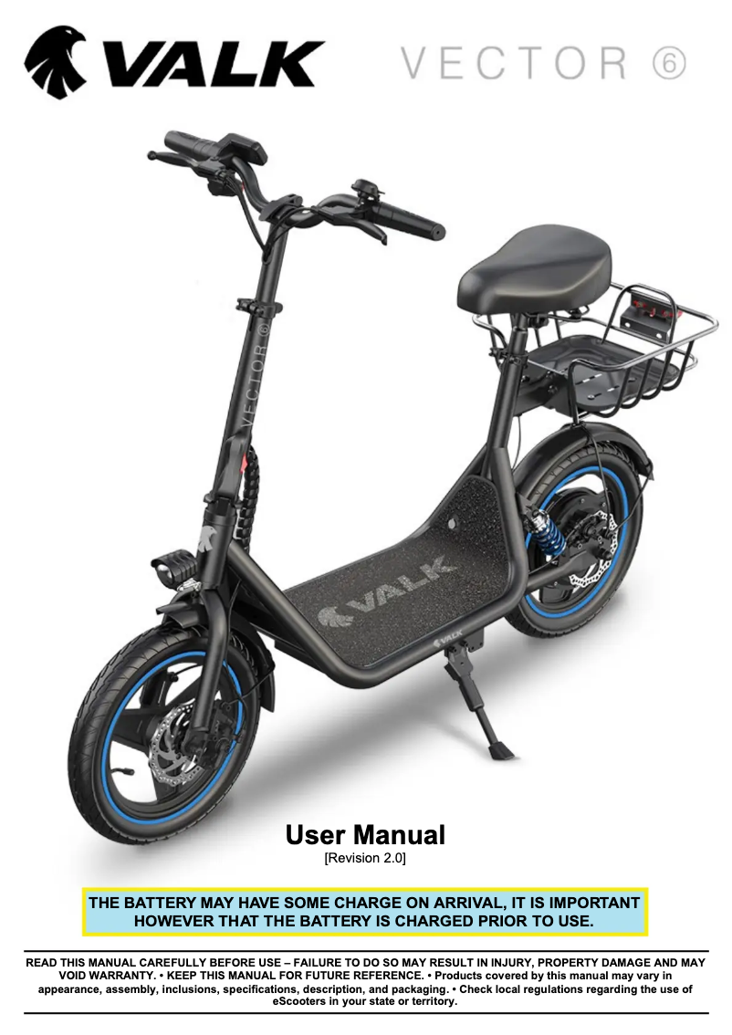 Page 1 de la notice Manuel utilisateur Valk Vector 6