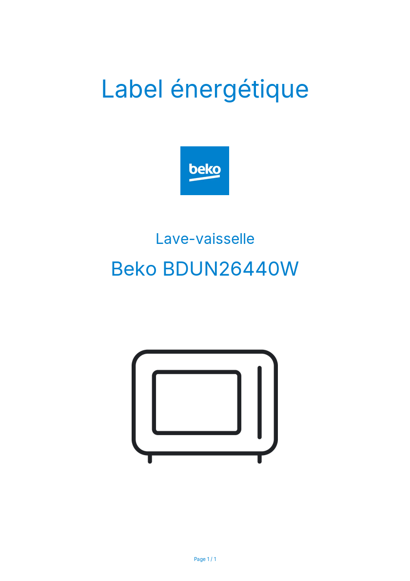 Image de la première page du manuel de l'appareil BDUN26440W