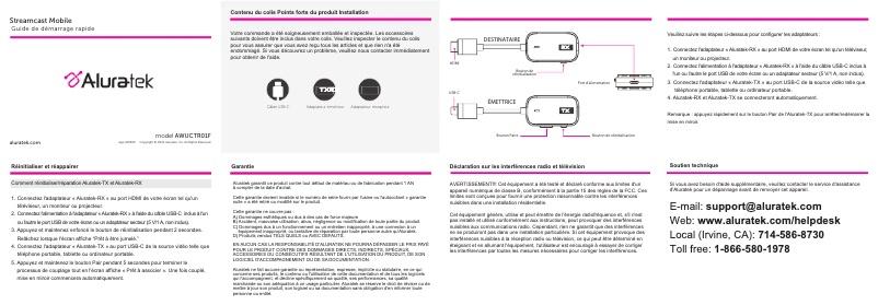 Page 1 de la notice Manuel utilisateur Aluratek AWUCTR01F