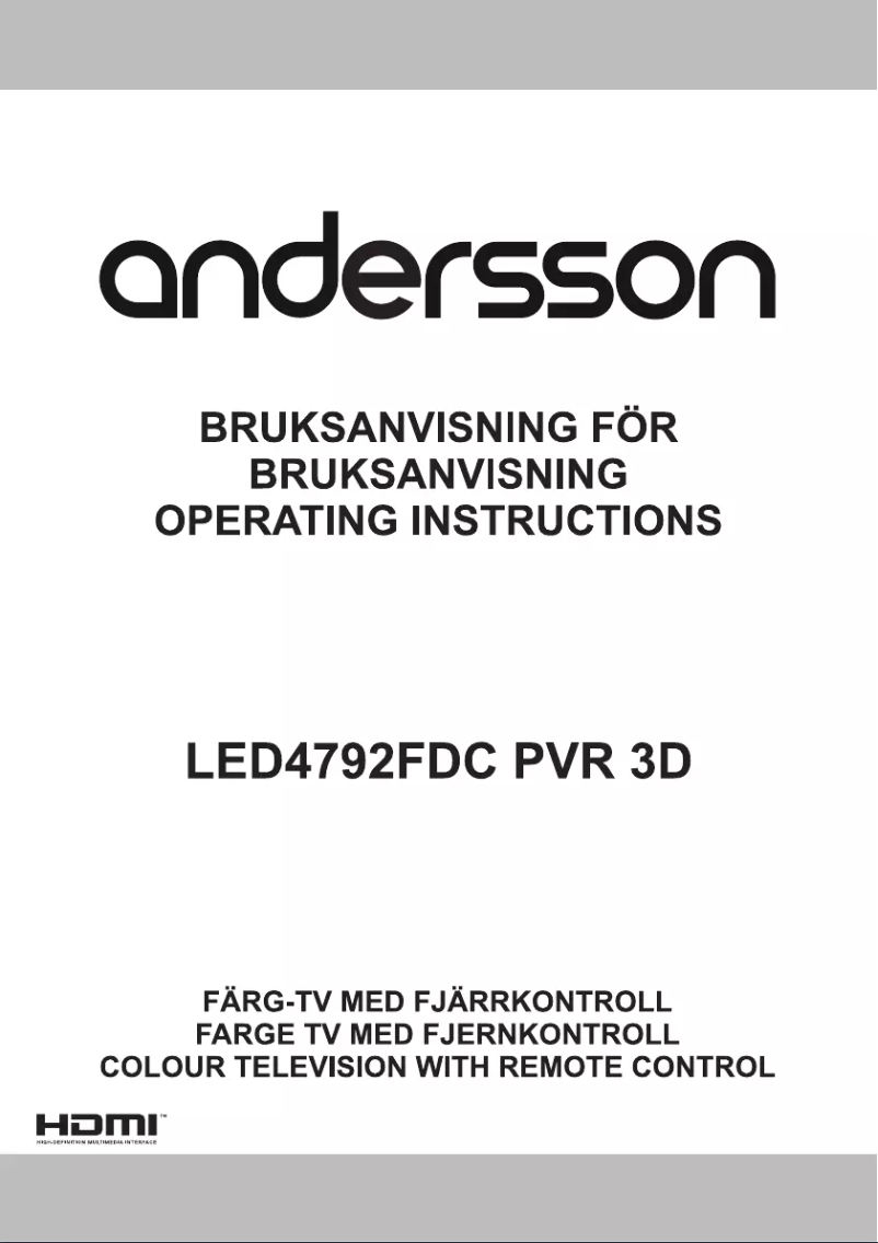 Page n°1 - Manuel utilisateur Andersson LED4792FDC PVR 3D