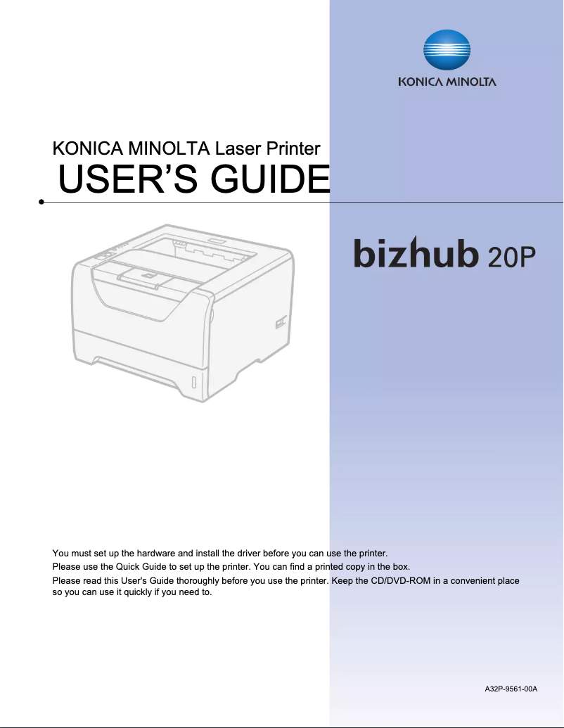Page n°1 - Manuel utilisateur Konica Minolta Bizhub 20P