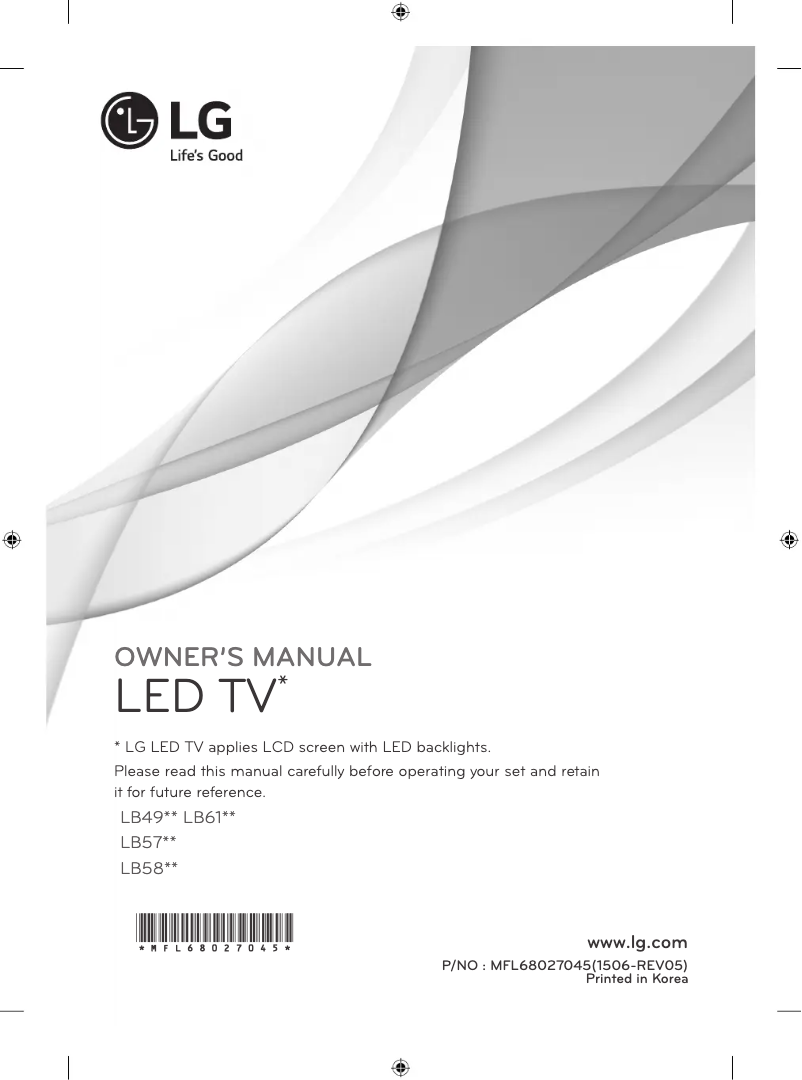 Page 1 de la notice Manuel utilisateur LG 50LB610V