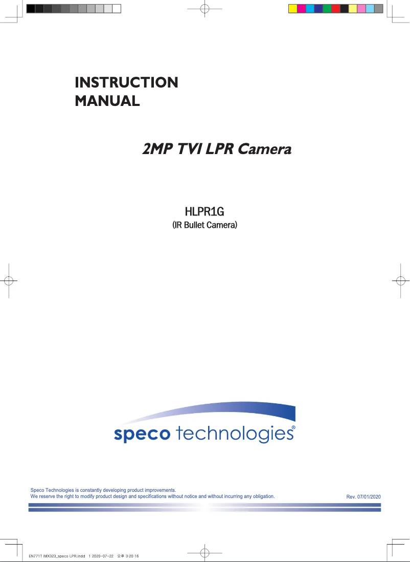 Page 1 de la notice Manuel utilisateur Speco Technologies HLPR1G