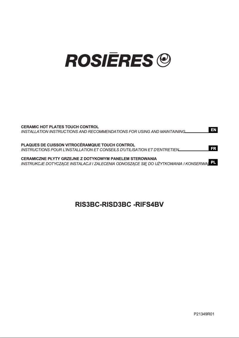 Page n°1 - Manuel utilisateur Rosieres RIFS4BV