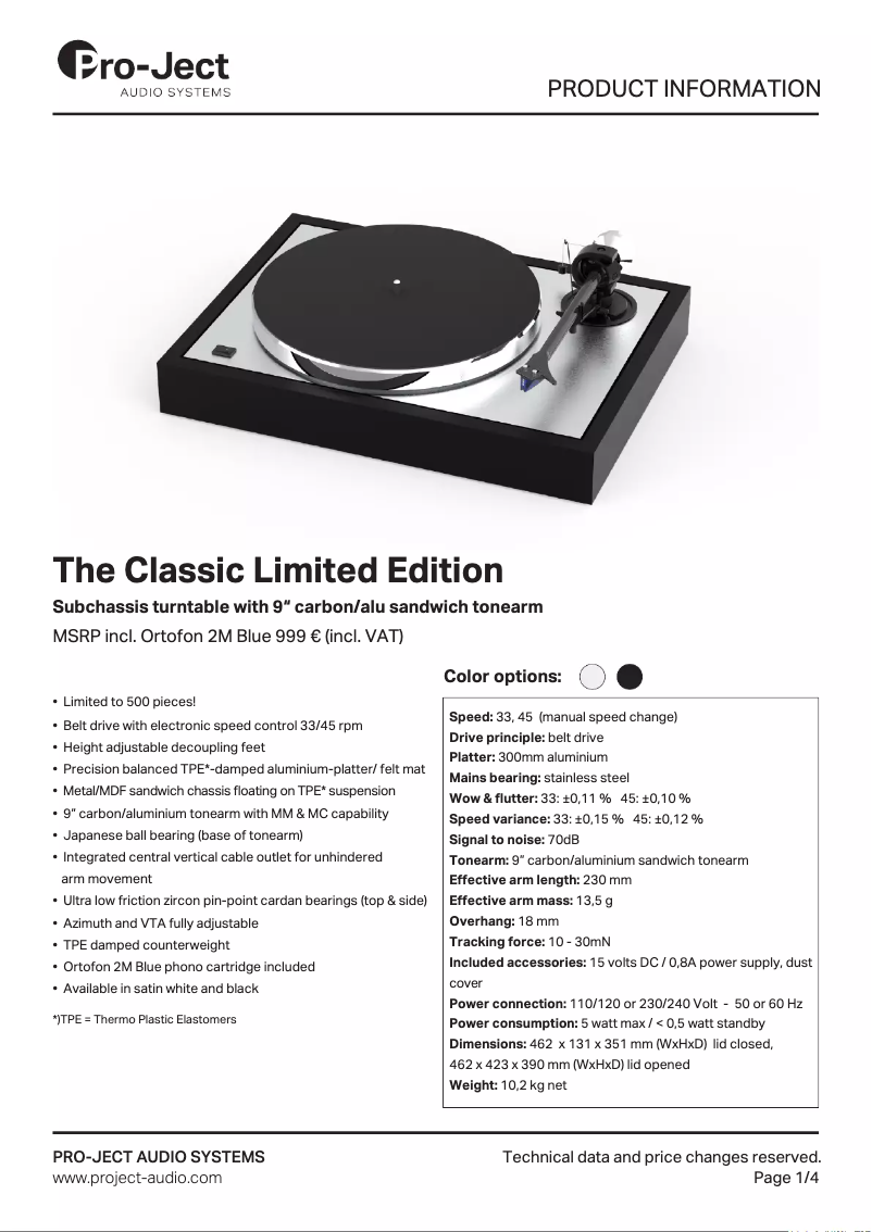 Image de la première page du manuel de l'appareil The Classic Limited Edition