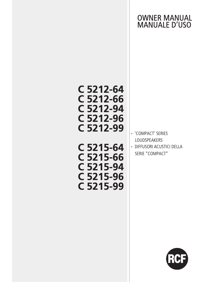 Page 1 de la notice Manuel utilisateur RCF C 5215-94