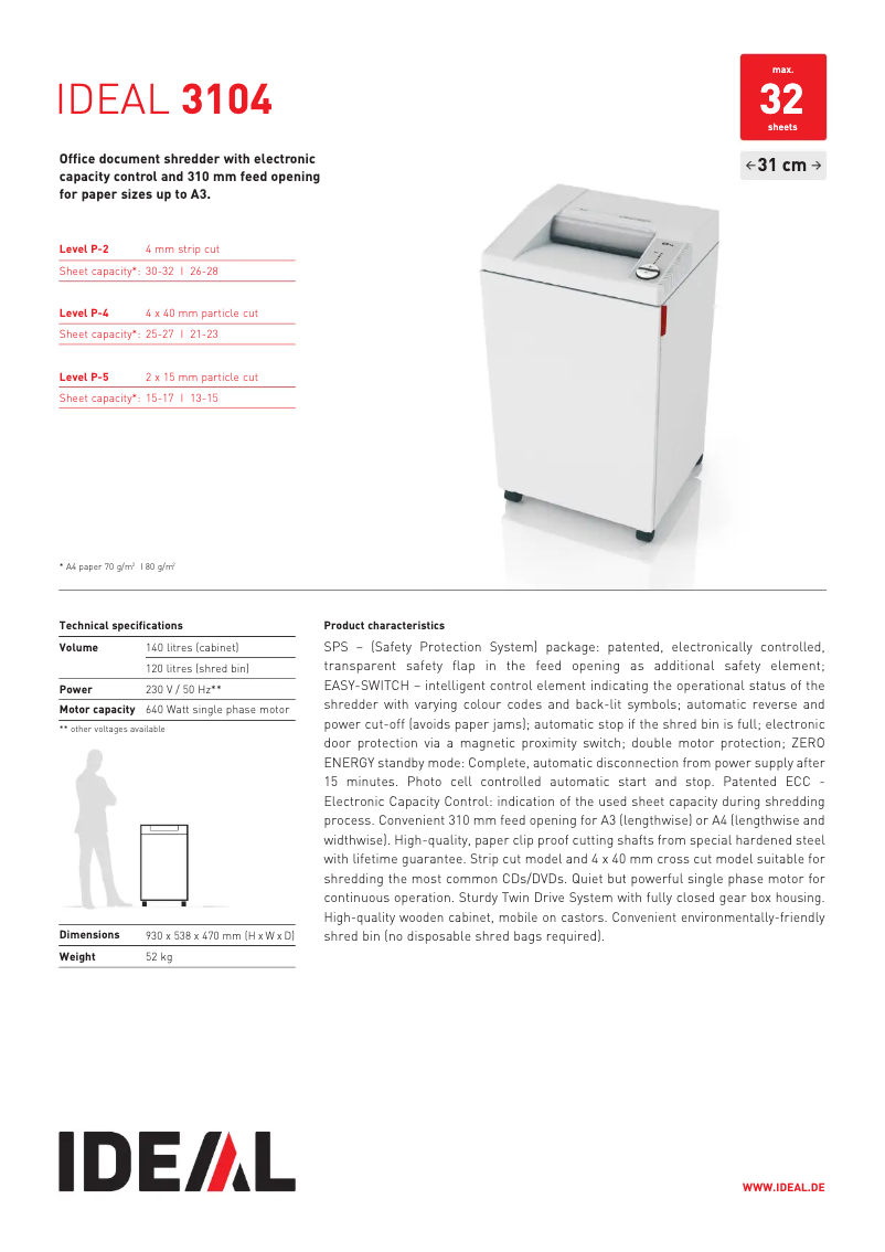 Page 1 de la notice Fiche technique Ideal 3104 CC