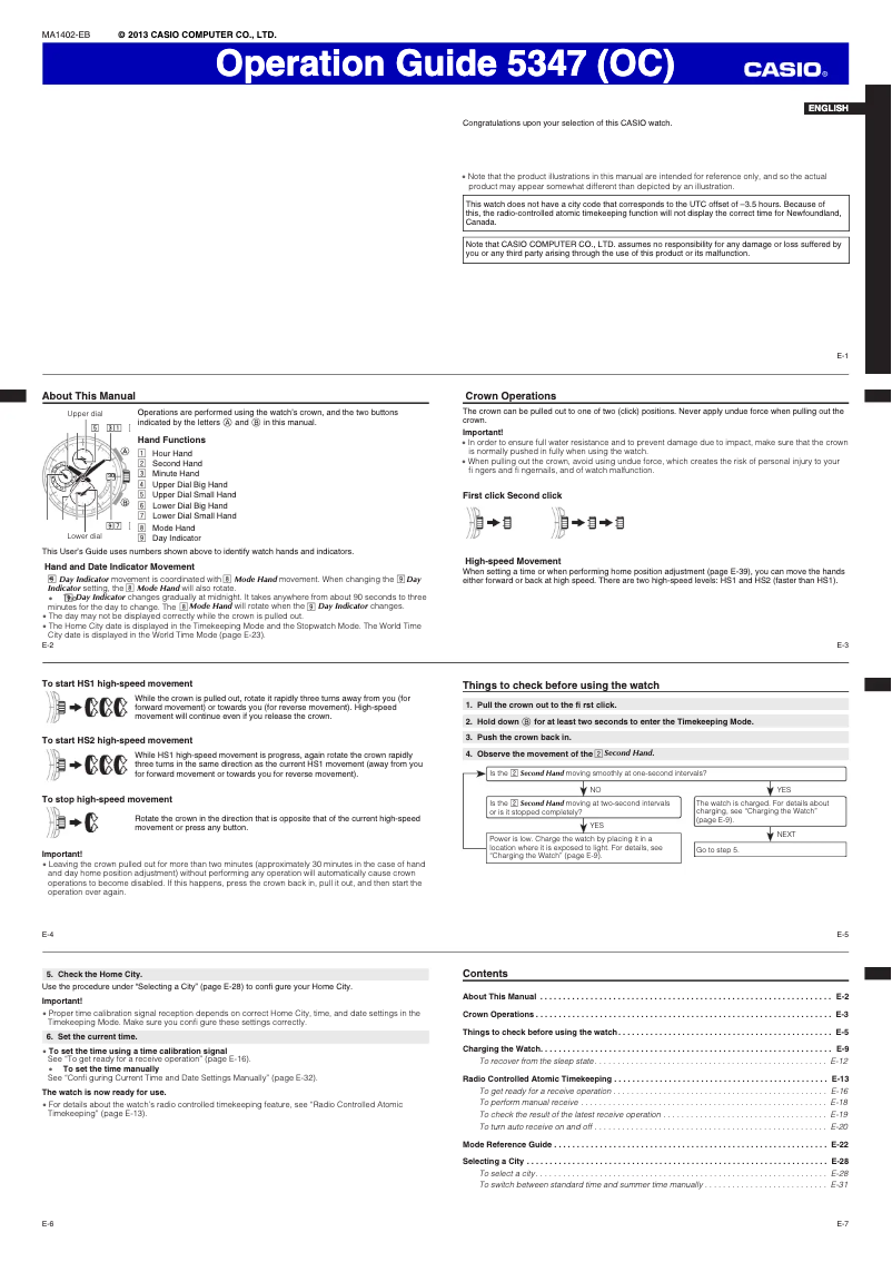 Page n°1 - Manuel utilisateur Casio 5347