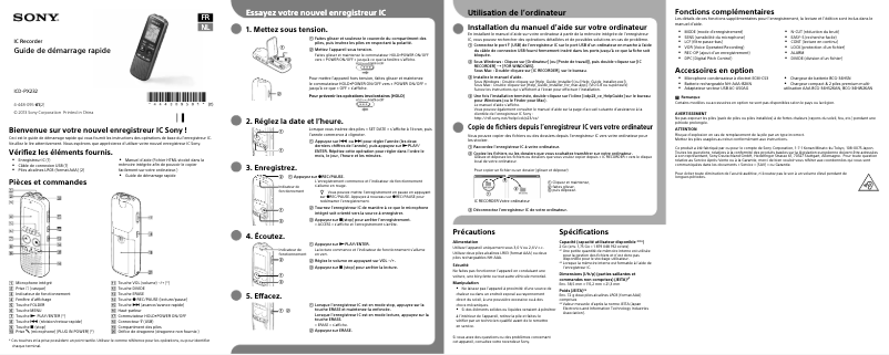 Image de la première page du manuel de l'appareil ICD-PX232