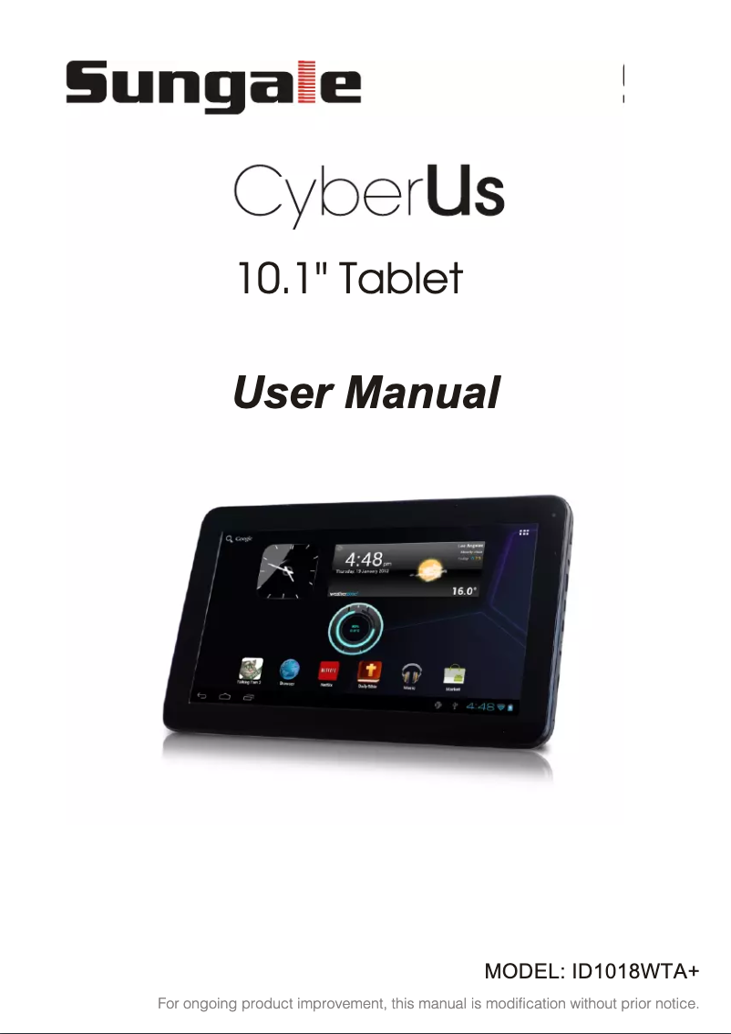 Page 1 de la notice Manuel utilisateur Sungale CyberUs ID1032WTA