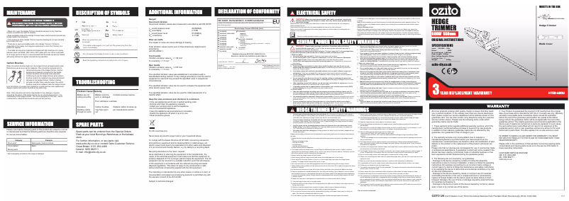 Page 1 de la notice Manuel utilisateur Ozito HTER-600