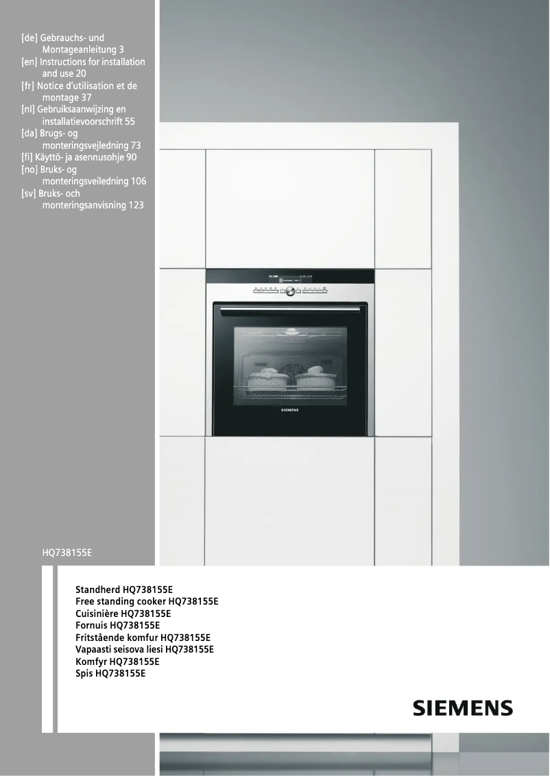 Page n°1 - Manuel utilisateur Siemens HQ738155E