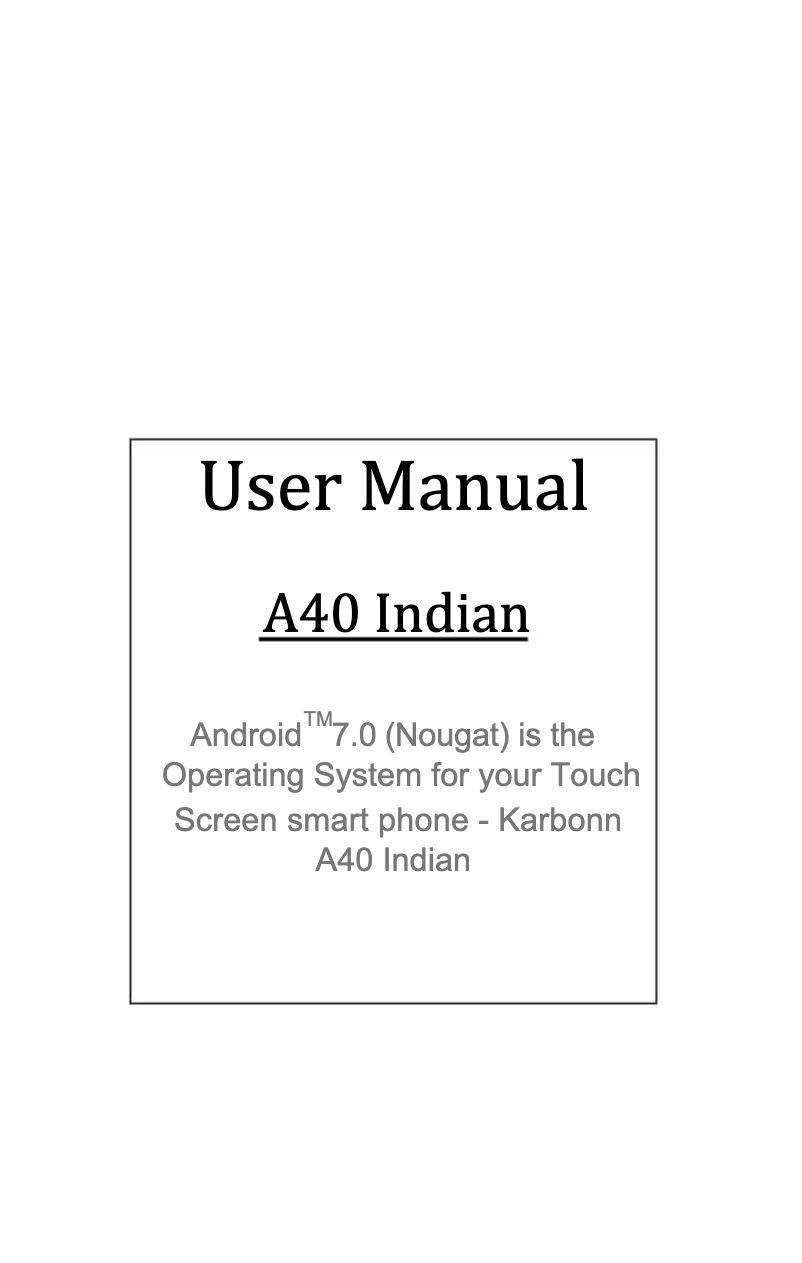 Image de la première page du manuel de l'appareil A40 Indian