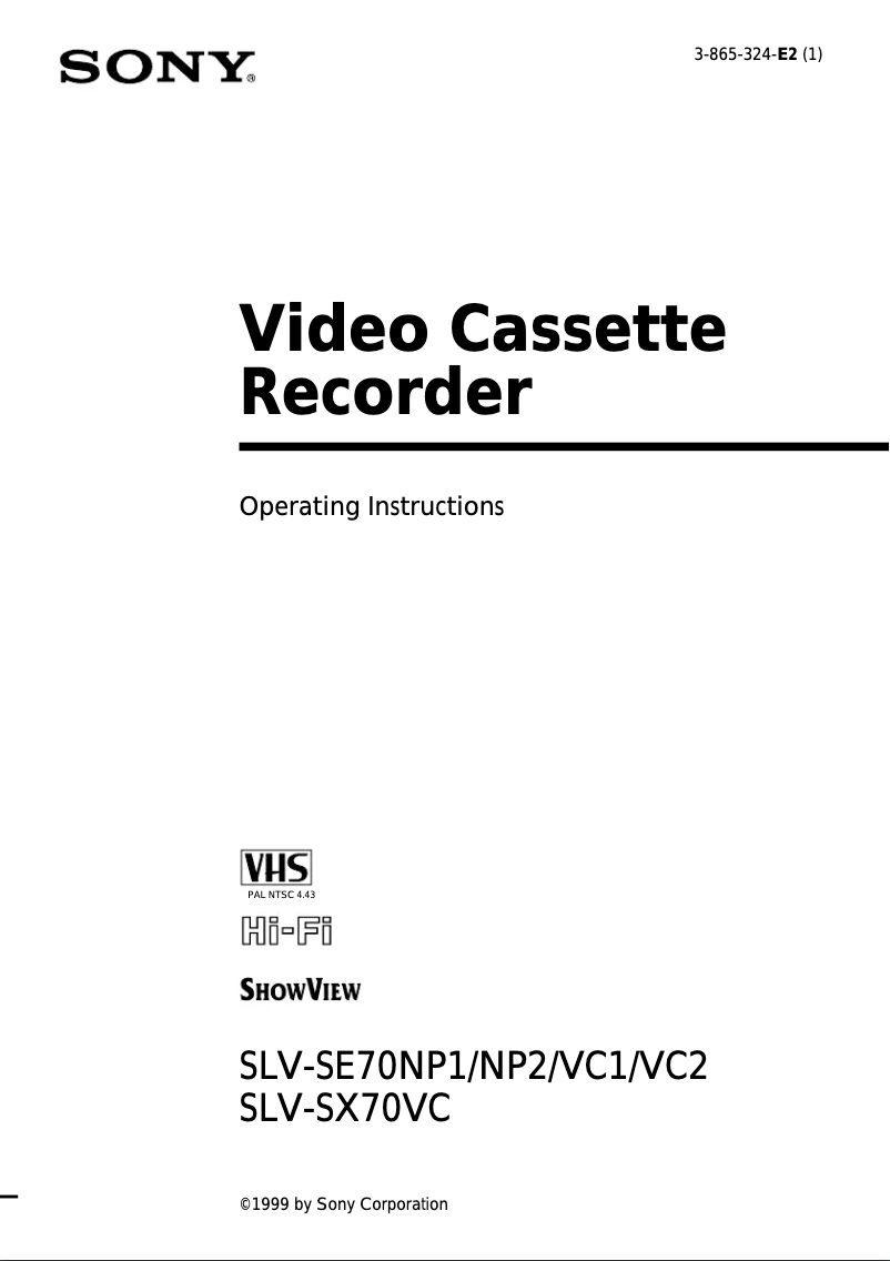 Page n°1 - Manuel utilisateur Sony SLV-SX70