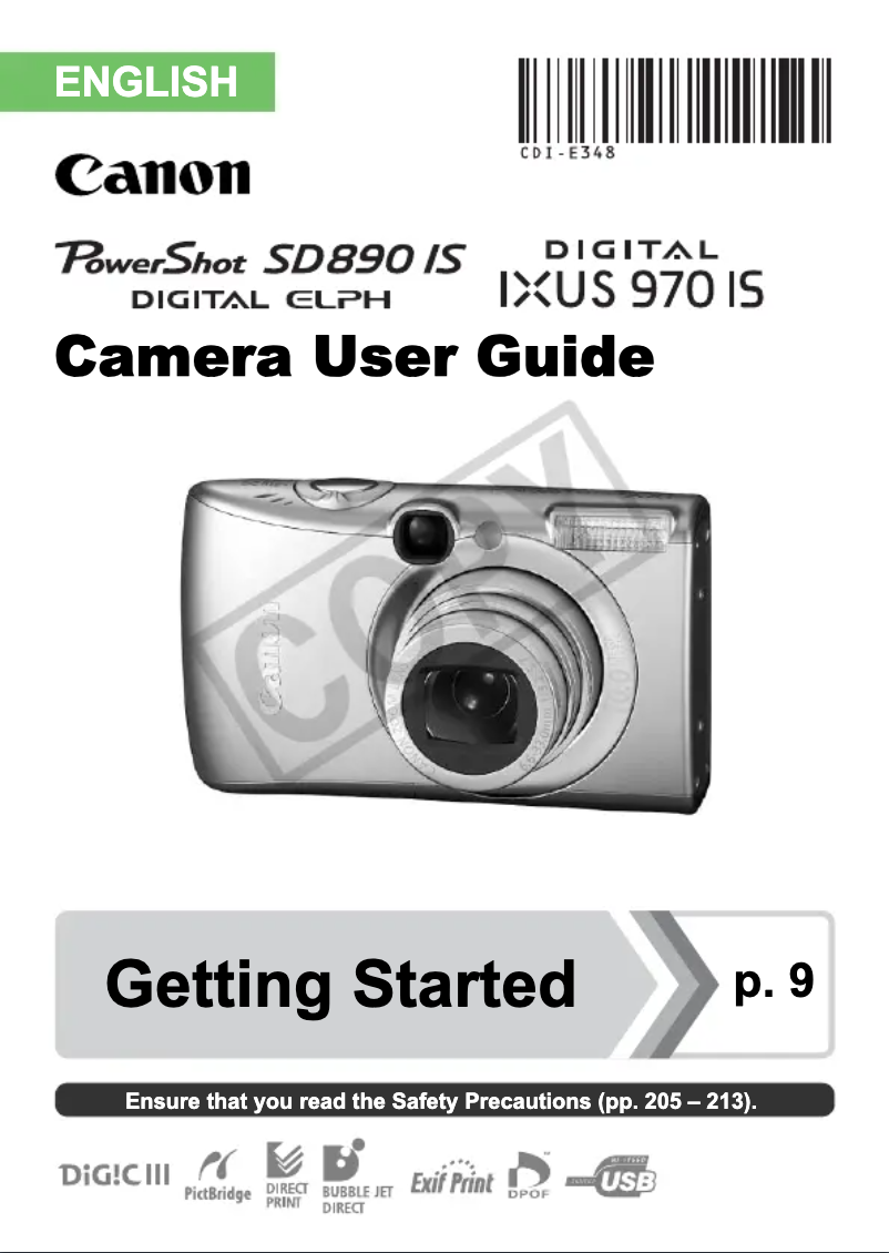 Page 1 de la notice Manuel utilisateur Canon Digital IXUS 970 IS