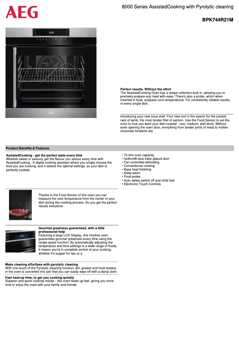 Page 1 de la notice Fiche technique AEG BPK744R21M