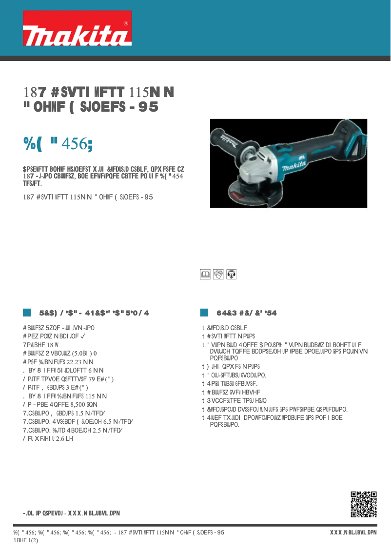 Page 1 de la notice Fiche technique Makita DGA456Z