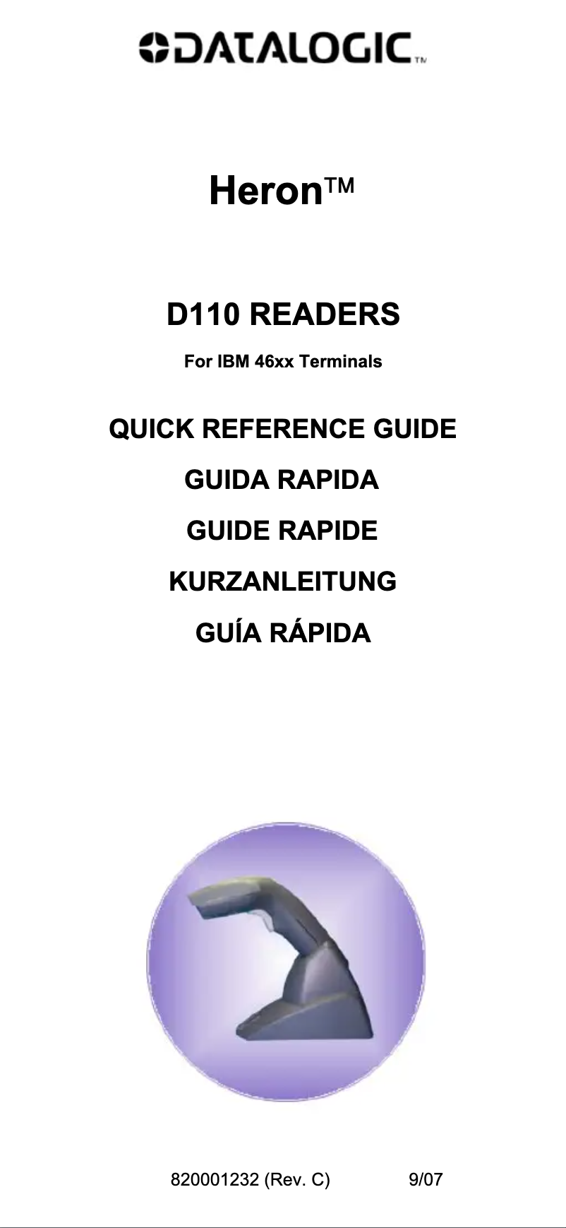 Page 1 de la notice Manuel utilisateur Datalogic Heron D110