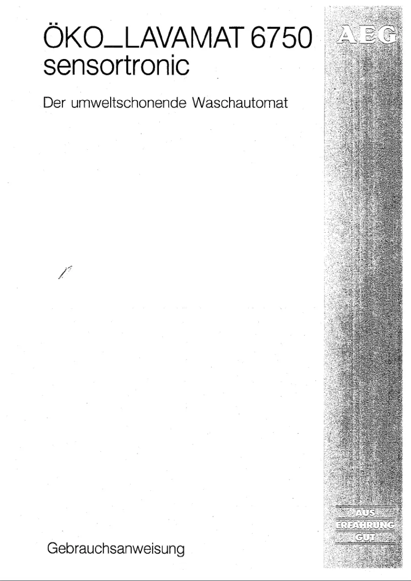 Page n°1 - Manuel utilisateur AEG Lavamat 6750