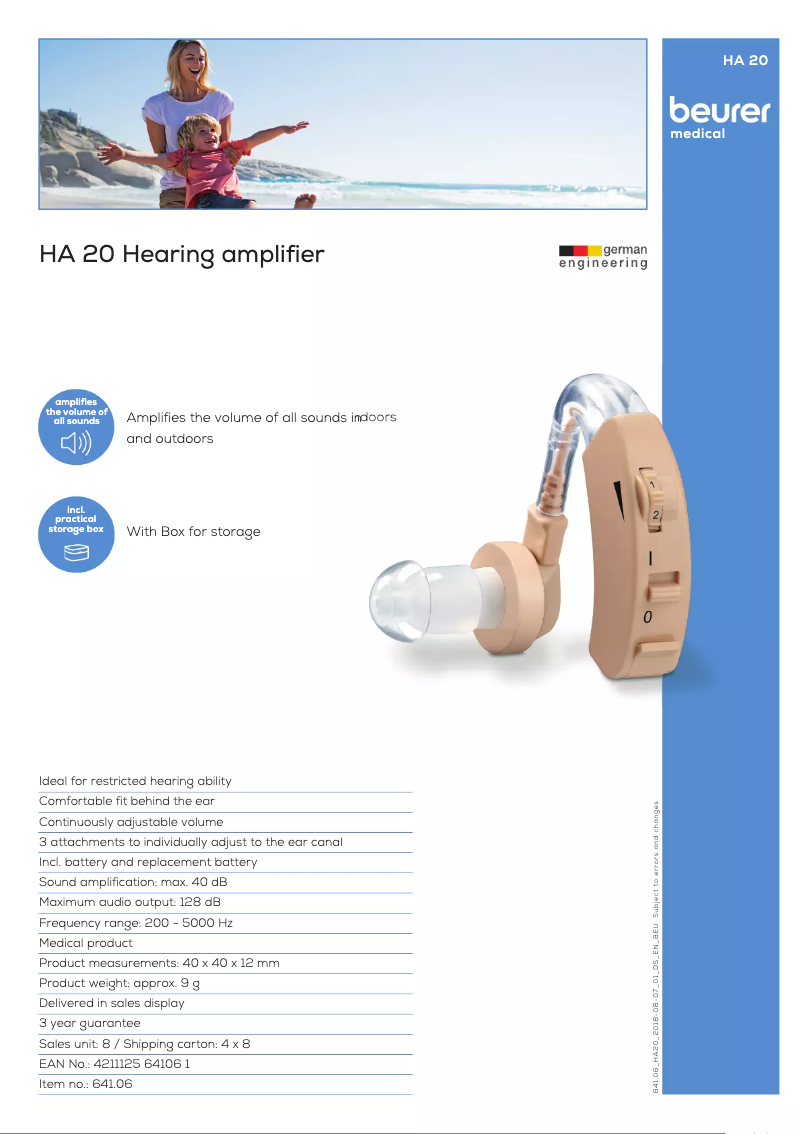 Page 1 de la notice Fiche technique Beurer HA 20