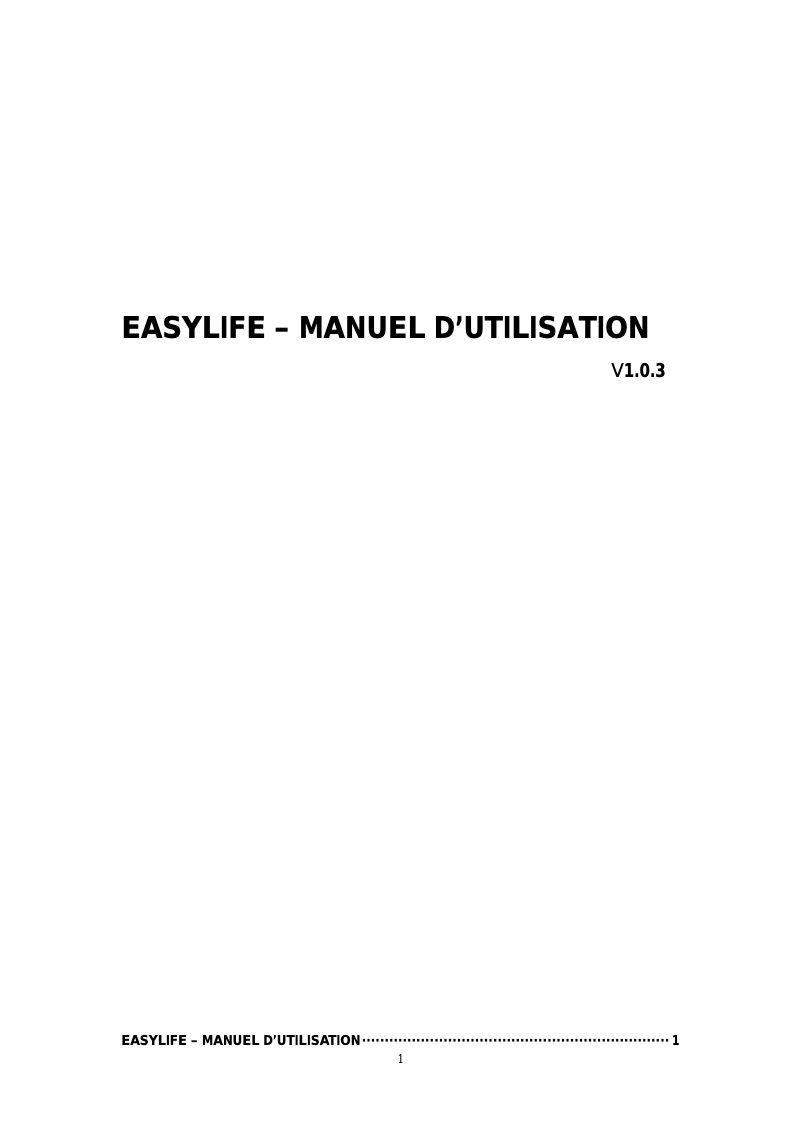 Page 1 de la notice Manuel utilisateur ITTM EasyLife S