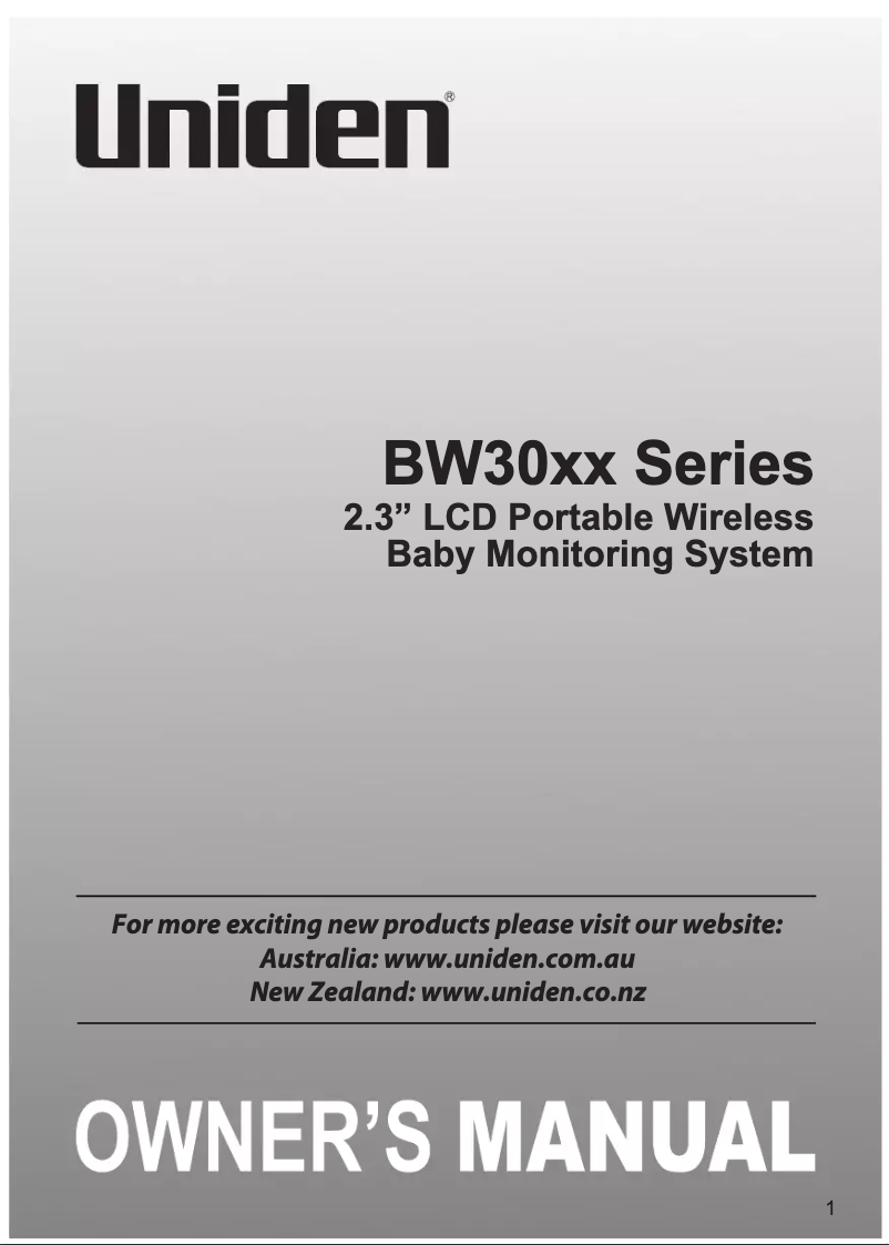 Page 1 de la notice Manuel utilisateur Uniden BW 3000