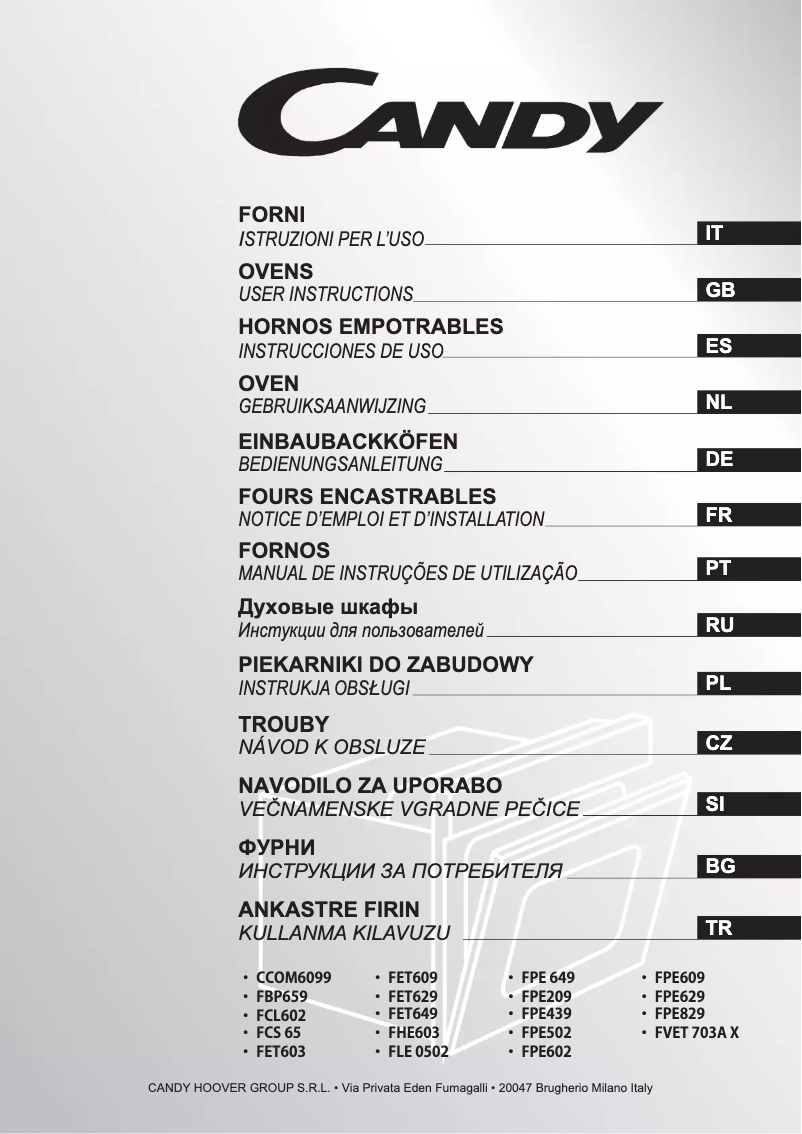 Page 1 de la notice Manuel utilisateur Candy FPE502/CH64C-2