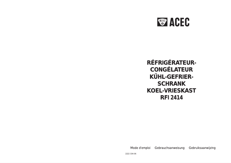 Page n°1 - Manuel utilisateur Acec RFI 2414