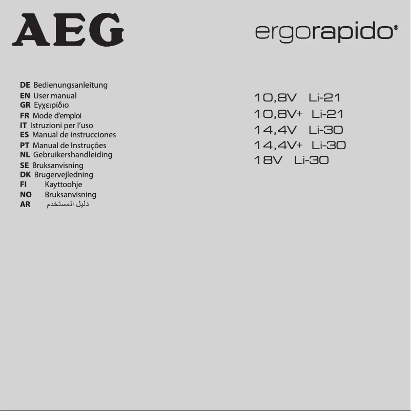 Page 1 de la notice Manuel utilisateur Electrolux ErgoRapido ZB11ER