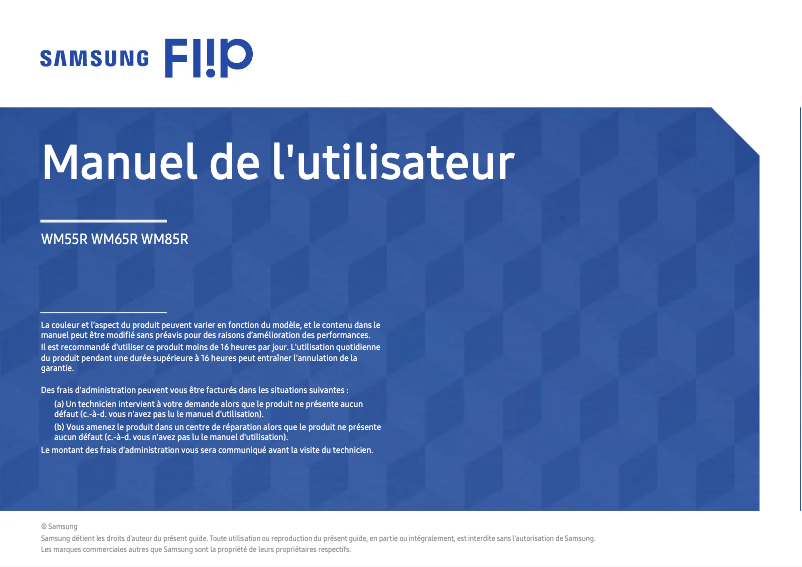 Page 1 de la notice Manuel utilisateur Samsung Flip 2 WM85R
