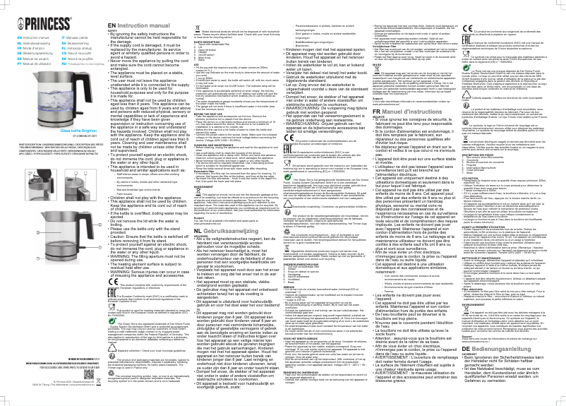 Page 1 de la notice Manuel utilisateur Princess Brighton 236040