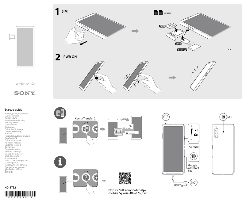 Imagen de la primera página del manual del dispositivo Xperia 10 III