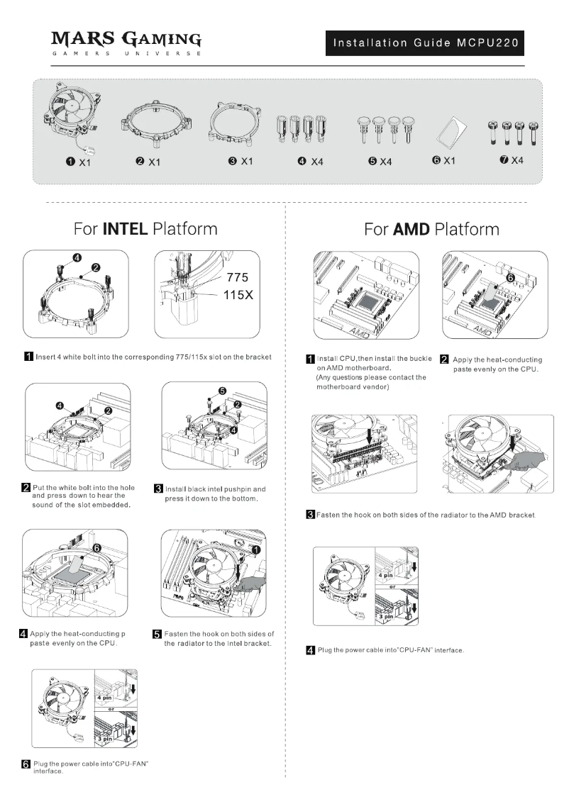 Page 1 de la notice Manuel utilisateur Mars Gaming MCPU220