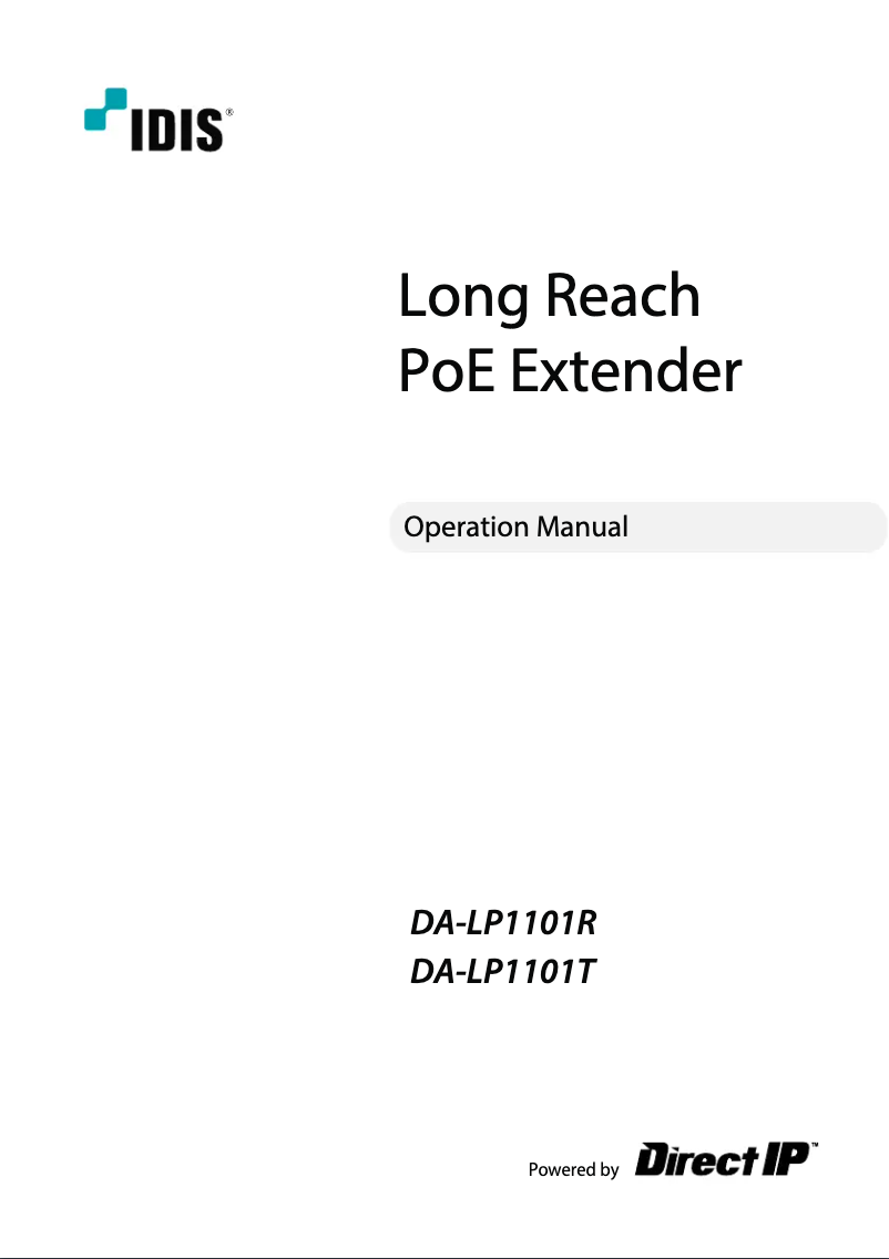 Page 1 de la notice Manuel utilisateur IDIS DA-LP1101R