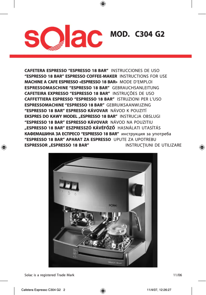 Image de la première page du manuel de l'appareil C304G2