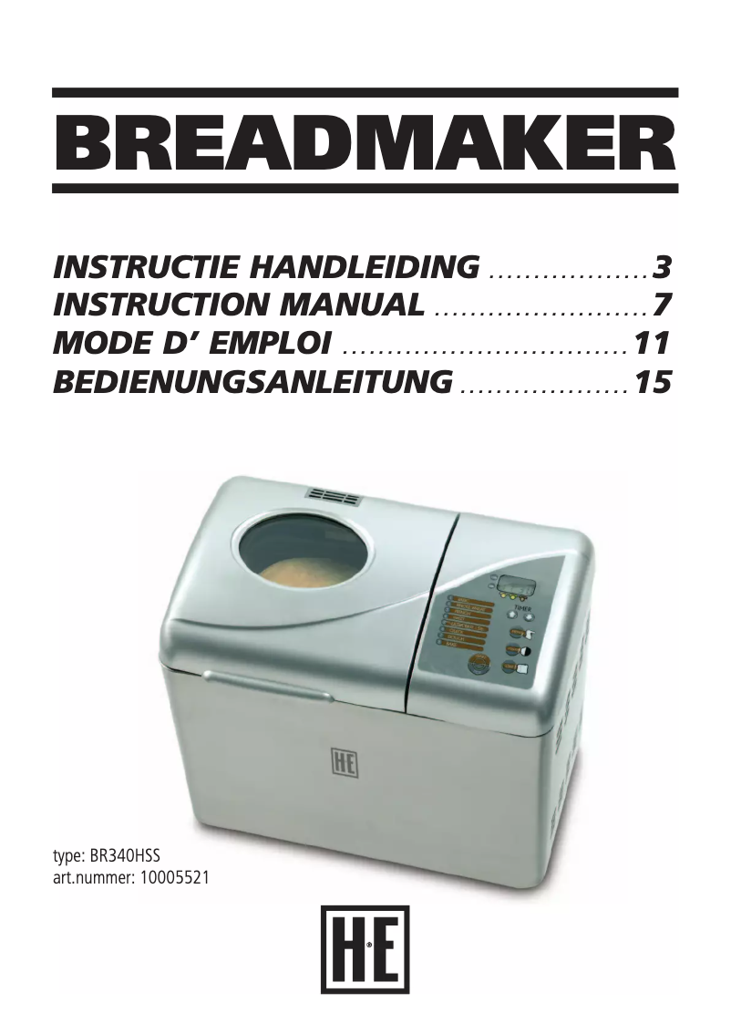 Page n°1 - Manuel utilisateur Holland Electro BR340HSS