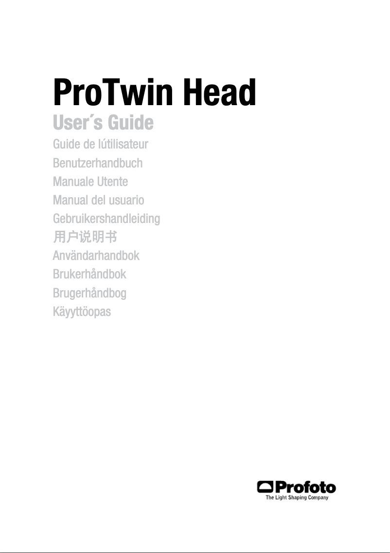 Page 1 de la notice Manuel utilisateur Profoto ProTwin Head
