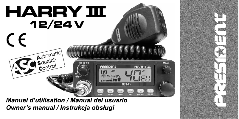 Page 1 de la notice Manuel utilisateur President Harry III