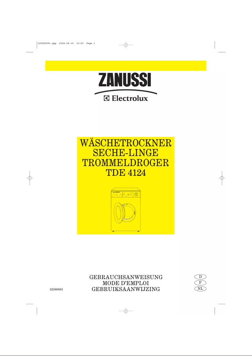 Página 1 del manual Manual de usuario Zanussi-Electrolux TDE 4124