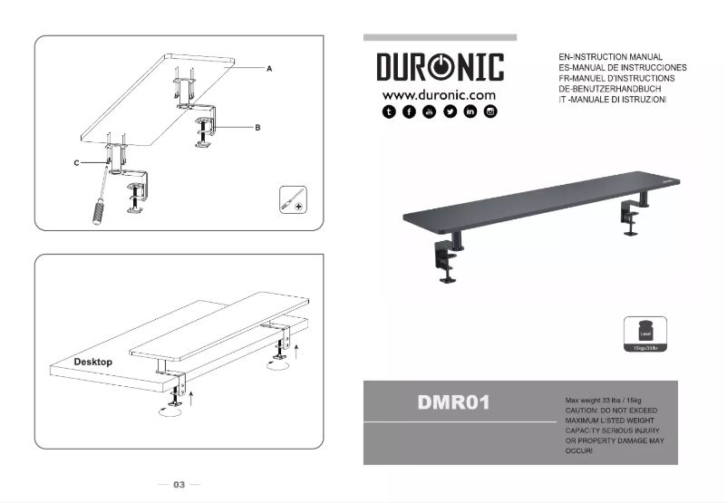 Page 1 of the manual User Manual Duronic DMR01