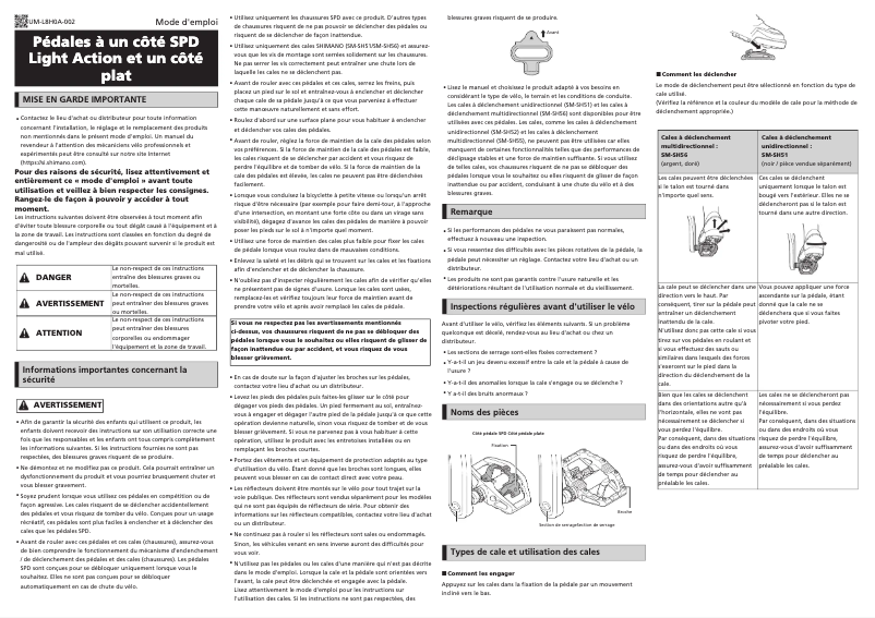 Page 1 de la notice Manuel utilisateur Shimano PD-EH500