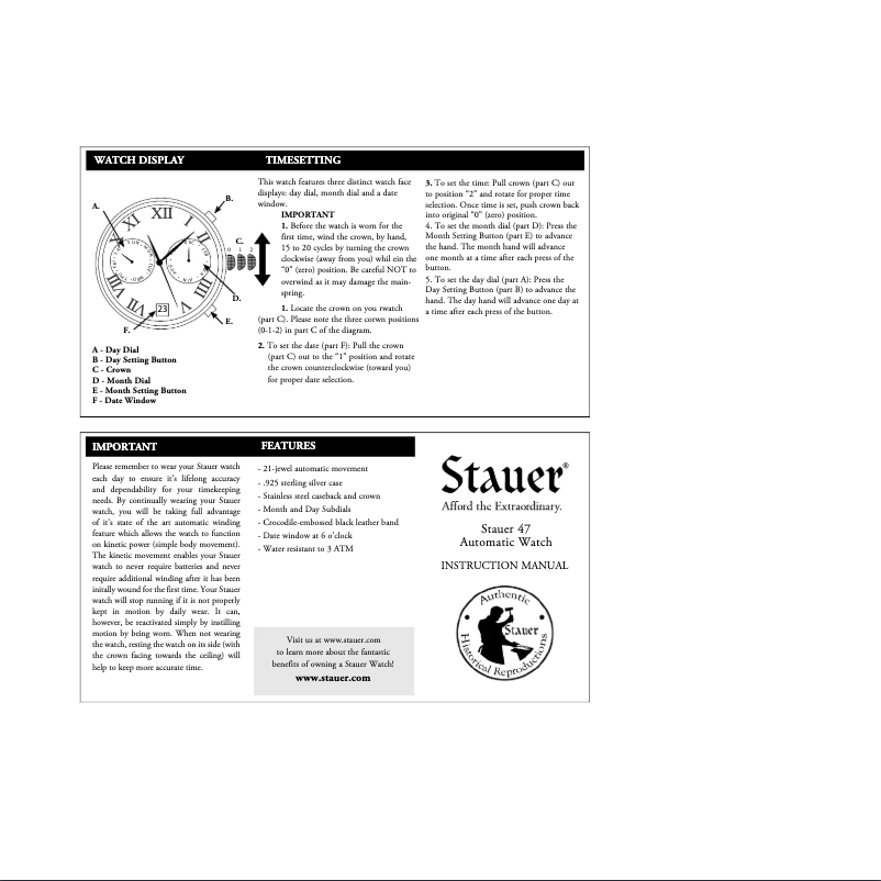 Page 1 de la notice Manuel utilisateur Stauer 39626