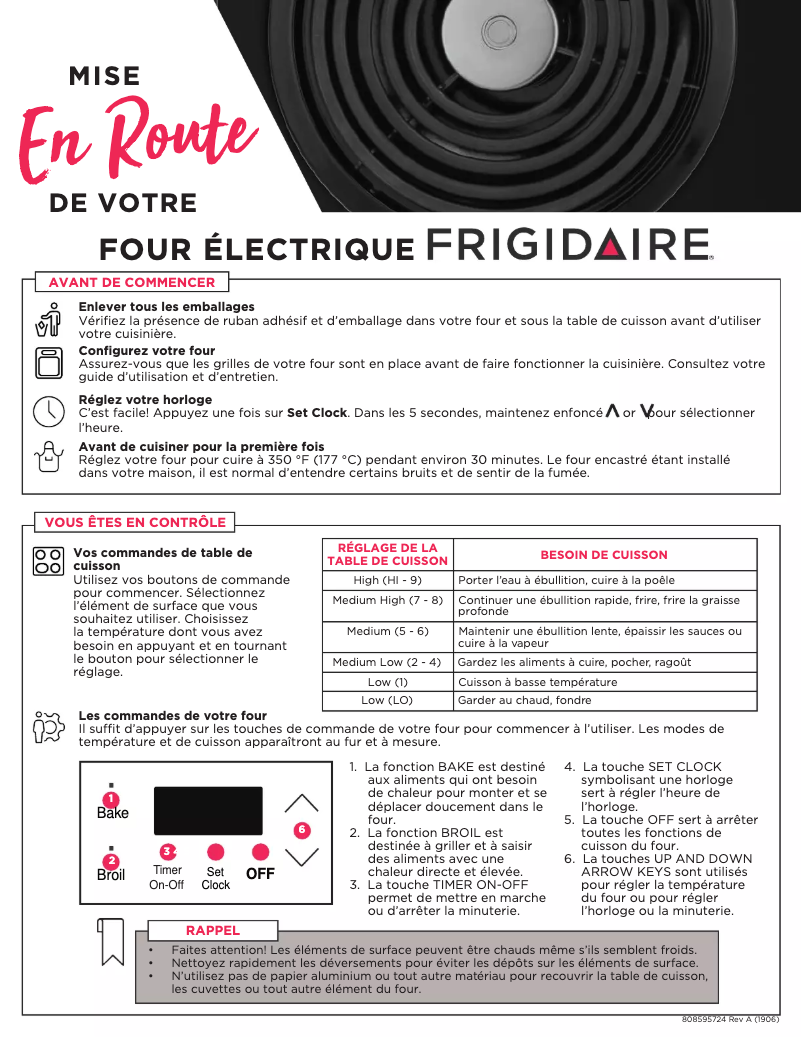 Page n°1 - Manuel utilisateur Frigidaire FCRC3012AB