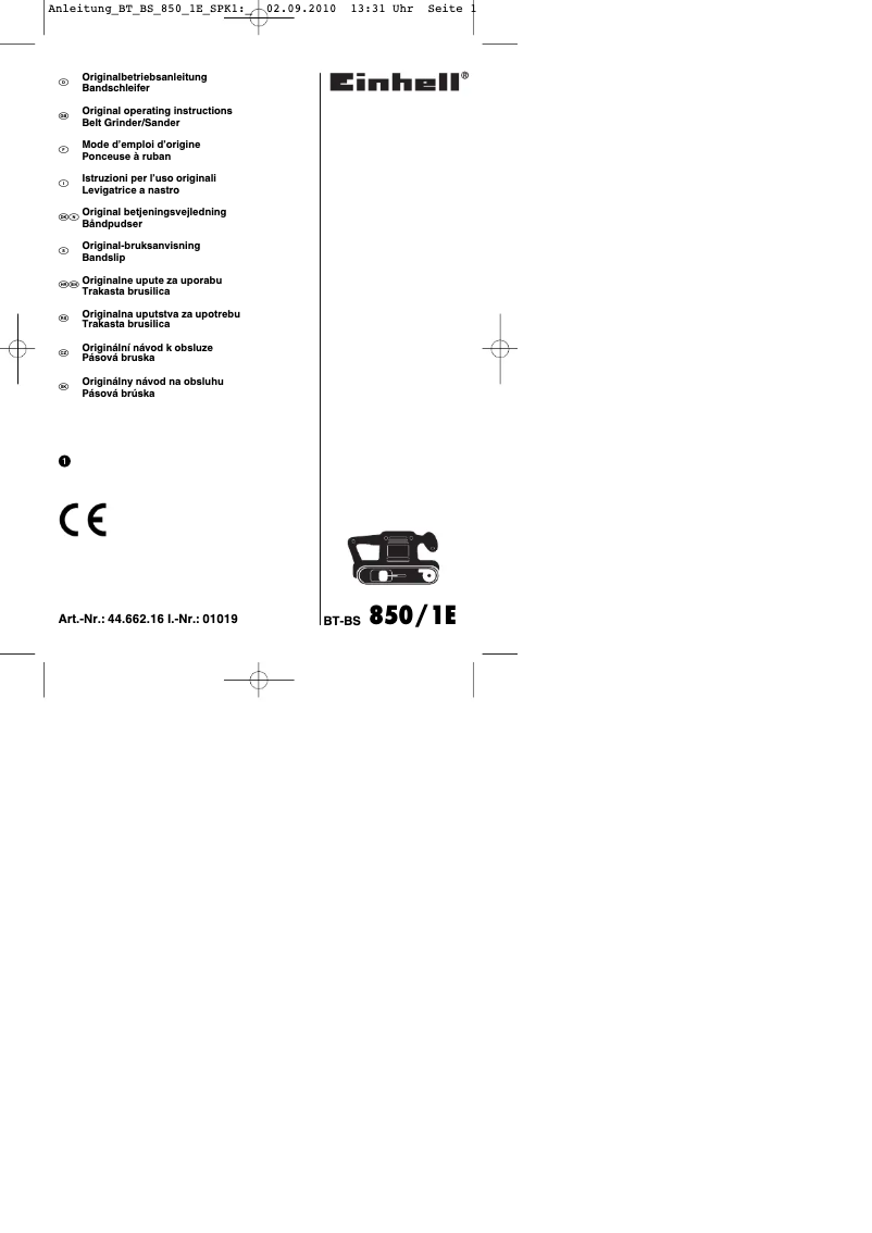 Image de la première page du manuel de l'appareil BT-BS 850/1 E
